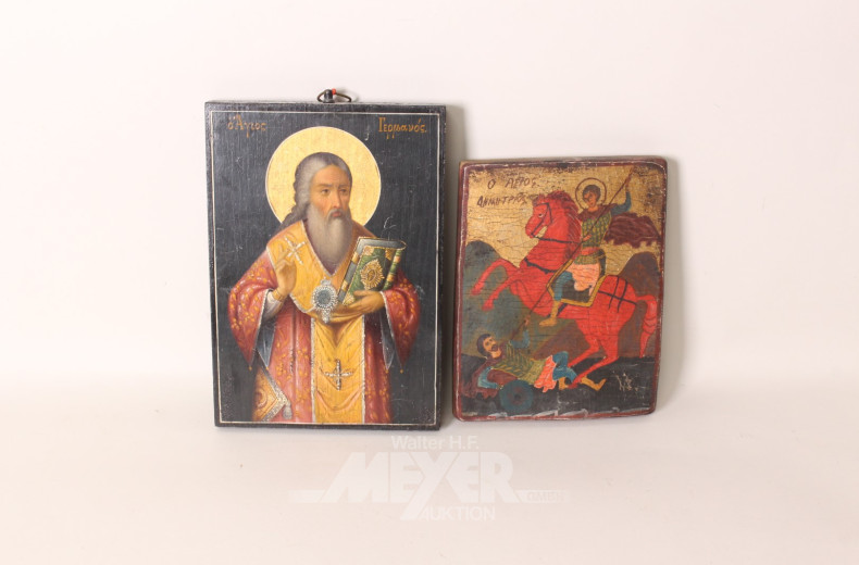 2 Ikonen: ''Der heilige Dimitrios'' u.