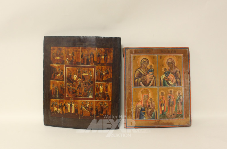 4 Ikonen: Madonna, Jünger mit Jesus,