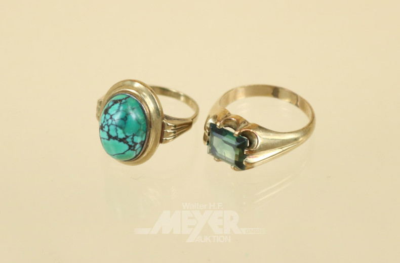 Damenring, 333er GG, mit Türkis,