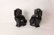 Paar, Biedermeier-Hunde, schwarz-farbig,