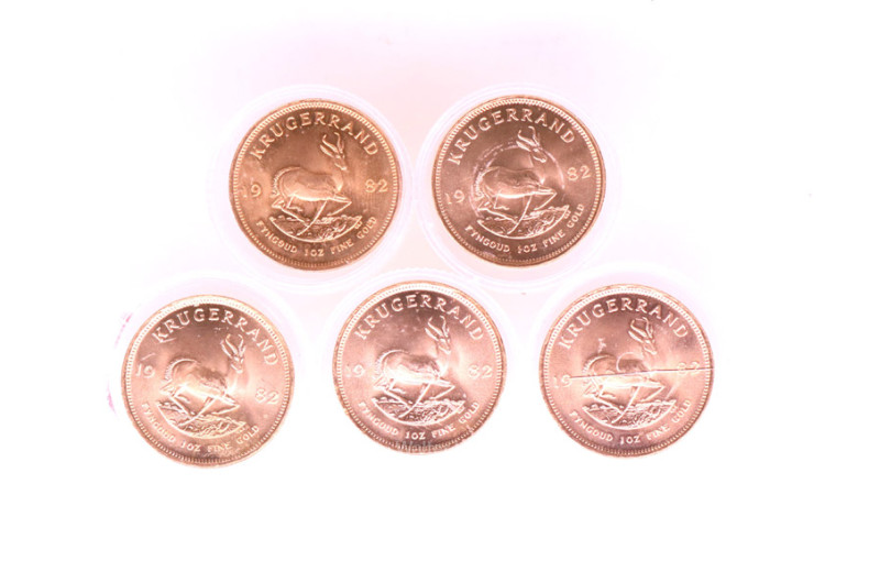 5 Goldmünzen, 1 Unze Krügerrand,