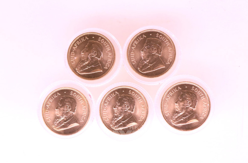5 Goldmünzen, 1 Unze Krügerrand,