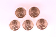 5 Goldmünzen, 1 Unze Krügerrand,