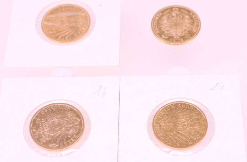 4 kl. Goldmünzen, 20 Mark,