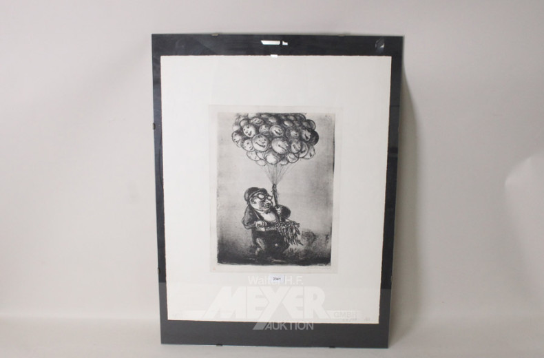 Lithografie ''Alle am Bändchen'',