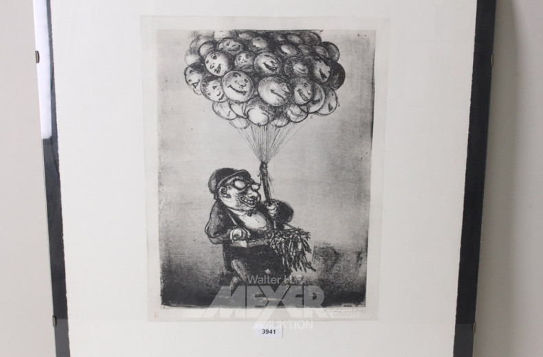 Lithografie ''Alle am Bändchen'',