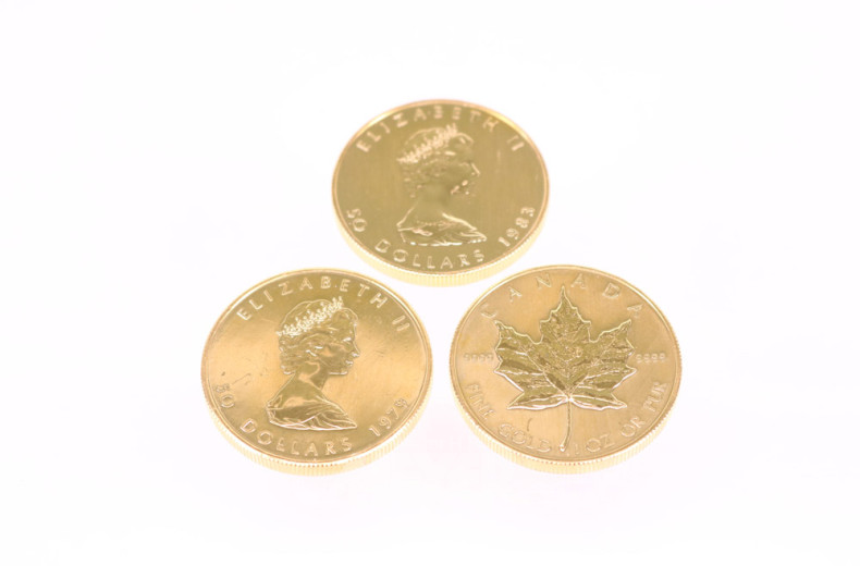 3 Goldmünzen, 50 Dollar,