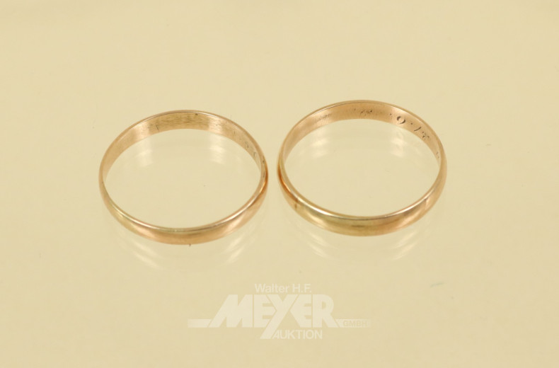 Paar Trauringe, 585er GG, ca. 4 g