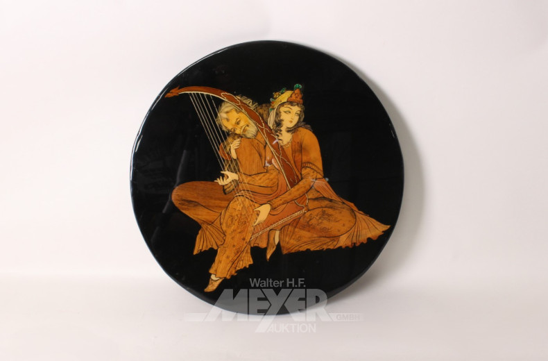 rundes Bild ''Orient. Harfenspieler'',